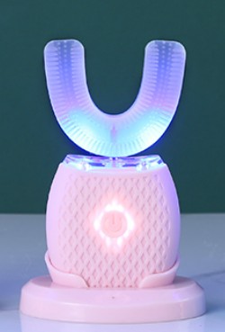 U Shape Cold Light Automatic Toothbrush - Pink