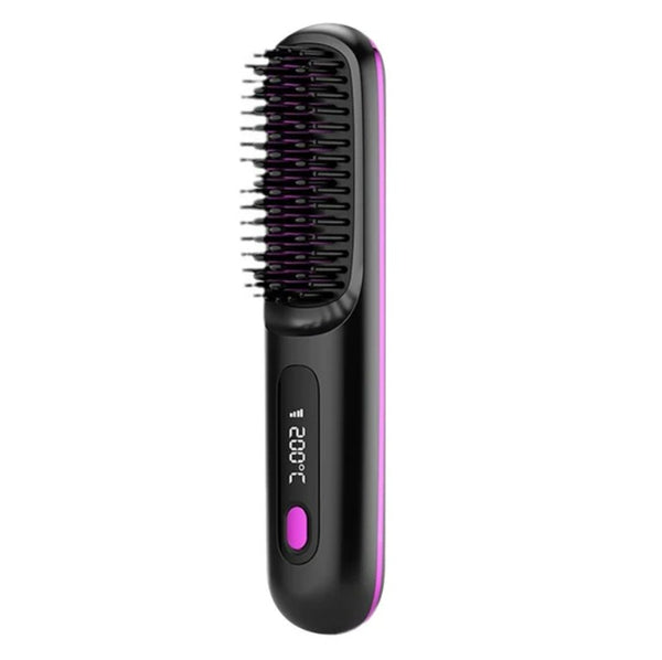 LCD rechargeable wireless straightening comb